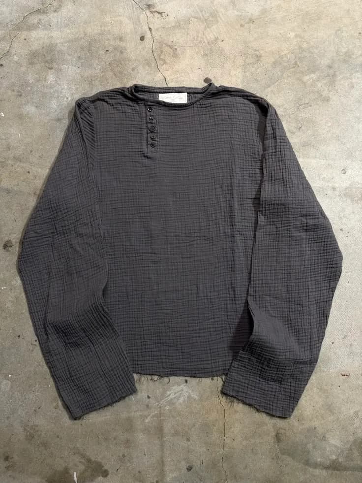 Premium Crinkle Gauze Cotton Henley
